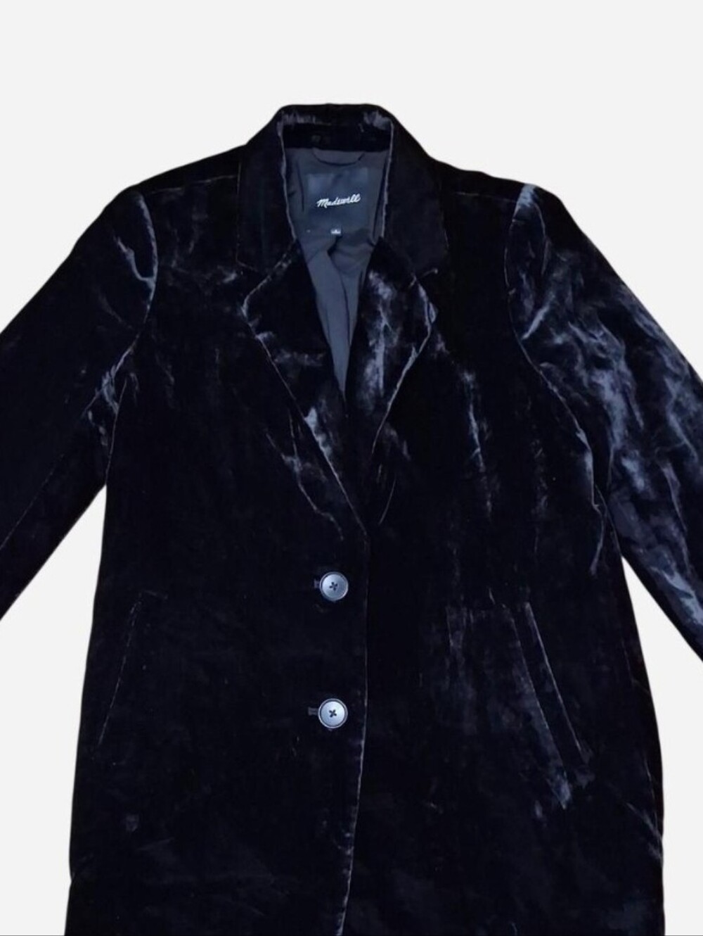 Madewell Oversized Black Velvet Blazer Coat 2 Button Size Small